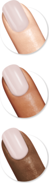 Sally Hansen Miracle Gel 232 Tutu The Ballet na paznokciach o trzech różnych odcieniach skóry, efekt żelowy.