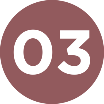 Okrągła próbka koloru żelowej kredki Eveline Variété w odcieniu 03 Dark Rose, widoczna na czerwono-brązowym tle z białym napisem.