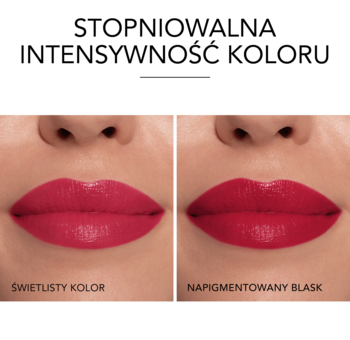 Usta z pomadką Bourjois Healthy Mix Clean Lip Sorbet: porównanie lekkiego muśnięcia i pełnej intensywności.