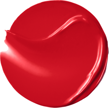 Bourjois Healthy Mix Clean Lip Sorbet, okrągły swatch soczyście czerwonego, błyszczącego sorbetu do ust.