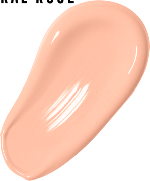 Jasny, matujący podkład Max Factor Facefinity, błyszcząca, gładka smuga na czarnym tle.