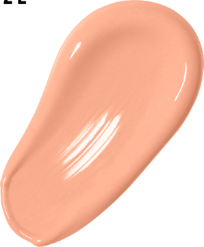 Matujący podkład Max Factor Facefinity C80 Bronze, zbliżenie na brzoskwiniową, błyszczącą smugę produktu.