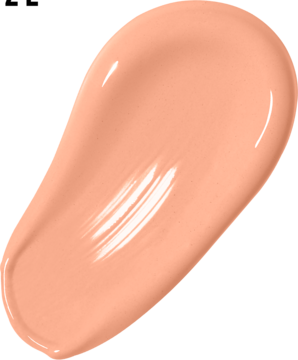 Matujący podkład Max Factor Facefinity C80 Bronze, zbliżenie na brzoskwiniową, błyszczącą smugę produktu.