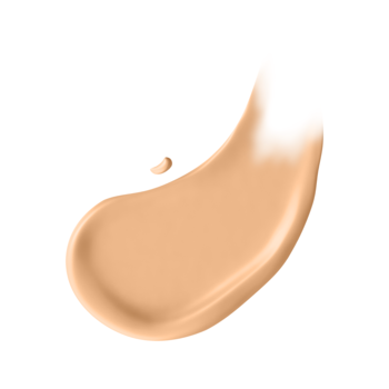 Kropla beżowego podkładu Max Factor Miracle Pure, z gładkim, świetlistym wykończeniem na białym tle.