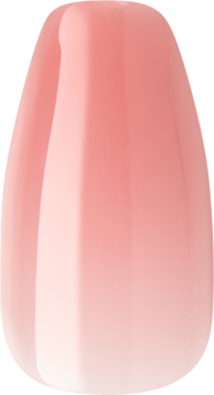 Połyskujący sztuczny paznokieć KISS Bare-But-Better Nude, kształt coffin, delikatny róż.