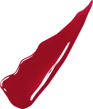 Błyszczący, winylowy rozmaz pomadki Maybelline Super Stay Vinyl Ink Lippy w intensywnej czerwieni, na białym tle.
