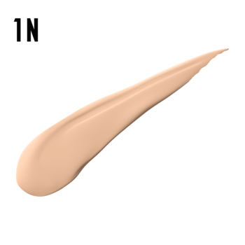 Max Factor Facefinity Multi-Perfector 1N, swatch jasnego beżowego korektora z ciepłym odcieniem, na białym tle.