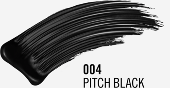 Rimmel Wonder’Volume Thrill Seeker tusz Pitch Black, intensywna czarna smuga na jasnym tle.