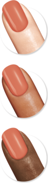 Szybkoschnący lakier Sally Hansen Insta-Dri 350 Catch me If You Clam, błyszczący koral na różnych odcieniach skóry.