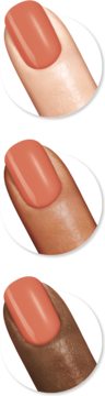 Szybkoschnący lakier Sally Hansen Insta-Dri 350 Catch me If You Clam, błyszczący koral na różnych odcieniach skóry.