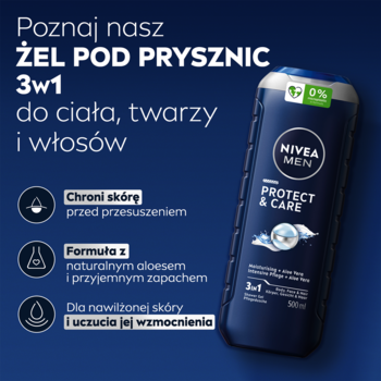 NIVEA MEN Protect & Care ,żel pod prysznic, 3w1, Aloes,rich-content-1