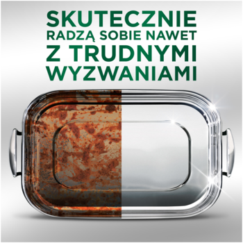 Fairy Platinum All In One Lemon. Zardzewiały metalowy pojemnik po lewej, czysty i błyszczący po prawej, efekt mycia.