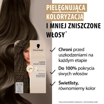 Schwarzkopf Creme Supreme 6-16 Chłodny Popielaty Ciemny Blond, farba do włosów, pielęgnacja i 100% pokrycia siwych.