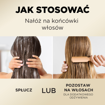 Instrukcja: odżywka regenerująca Pantene Intensive Repair nakładana na końcówki włosów, do spłukania lub pozostawienia.