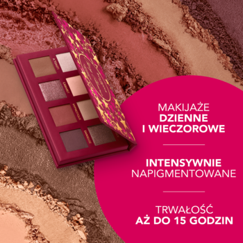 Bourjois Gold Glamour Soirs de Paris, otwarta paleta 8 cieni wiśni i złota, intensywnie napigmentowana.