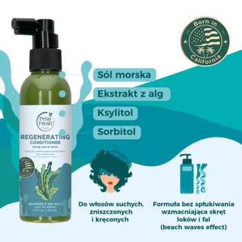 Petal Fresh Regenerating Conditioner, zielona butelka z pompką. Odżywka bez spłukiwania z algami, wzmacnia skręt.