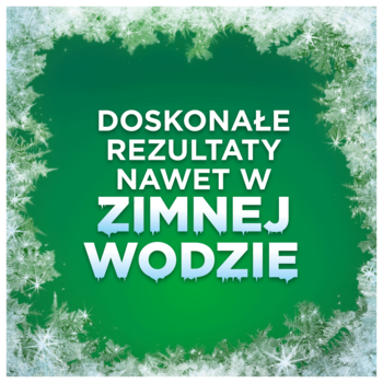 Kwadratowa grafika Ariel Fast Dissolving: DOSKONAŁE REZULTATY NAWET W ZIMNEJ WODZIE, zielone tło, szron.