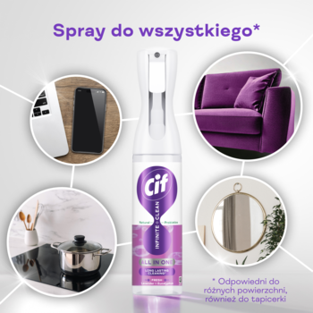 CIF Infinite + Clean All In One,spray do czyszczenia, z naturalnymi probiotykami, Fresh Lavender + Eucalyptus,rich-content-1