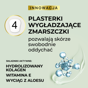 Grafika Biotaniqe: Plasterki wygładzające zmarszczki, składniki aktywne: kolagen, wit. E, aloes. Numer 4.