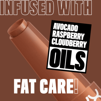 NYX Fat Oil Slick Click Feedworthy, brązowy balsam do ust z olejkami, widok na wysunięty sztyft.