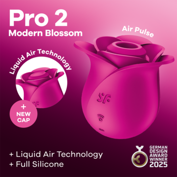 Satisfyer Pro2 Modern Blossom, różowy stymulator łechtaczki w kształcie róży, Air Pulse i Liquid Air.