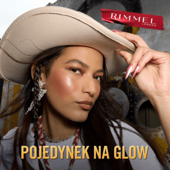 Rimmel Multi Tasker Turbocharged Glow, bronzer rozświetlający. Zbliżenie na modelkę z efektem glow na policzkach.