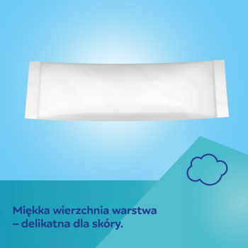 Biała jednorazowa podpaska chłodząca Canpol babies w podłużnym opakowaniu, na jasnoniebieskim tle.