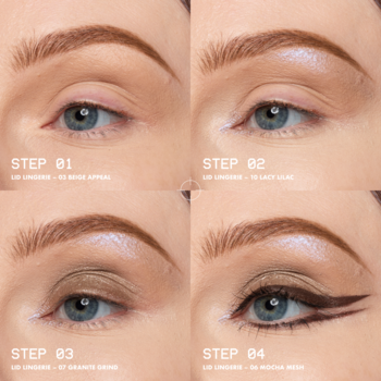 Tutorial: NYX Lid Lingerie kremowy cień do powiek, makijaż oka krok po kroku, beże i brązy z kreską.