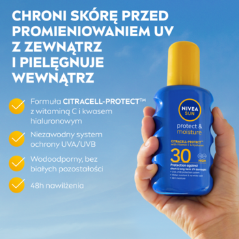 NIVEA SUN Protect & Moisture ,spray do opalania, nawilżający, wysoka ochrona SPF 30,rich-content-1