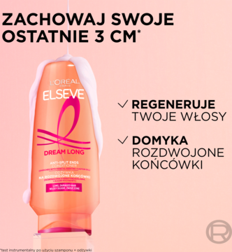 L'Oréal Elseve Dream Long maska regenerująca, pomarańczowa tuba z białą pianą, widok z przodu.