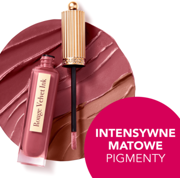 Bourjois Rouge Velvet Ink, matowa pomadka w płynie z aplikatorem i wzornikiem intensywnych matowych pigmentów.