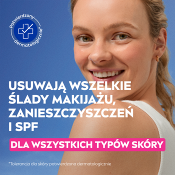 NIVEA Rose Touch 3w1 chusteczki oczyszczające z wodą różaną. Tekst: Usuwają makijaż, dla wszystkich typów skóry.