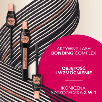 Dwa tusze Bourjois Twist Up The Volume Bond Force, czarne, otwarty tusz ze szczoteczką 2w1, objętość, wzmocnienie.
