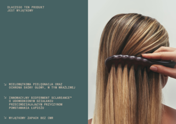 Zdrowe, lśniące, blond włosy czesane. Obrazuje efekt odżywczego serum Heiki dla skóry głowy i włosów.
