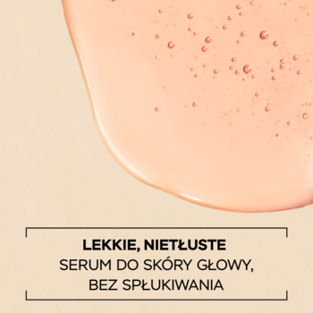 Zbliżenie na jasnoróżowe, lekkie serum Pantene Pro-V na beżowym tle. Widoczny napis LEKKIE, NIETŁUSTE SERUM.