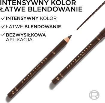 Brązowa kredka do oczu L'Oréal Haute Couleur. Dwa ołówki, jeden cały, drugi z końcówką. Intensywny kolor, łatwe blendowanie.