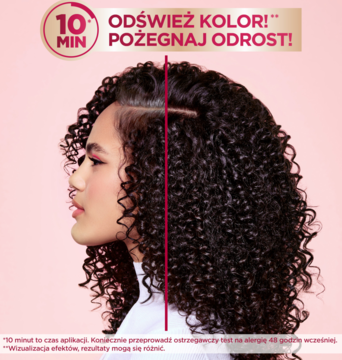 Garnier Color Sensation szampon koloryzujący 5.0 jasny brąz. Przed/po: kręcone włosy, odświeża kolor i odrost.