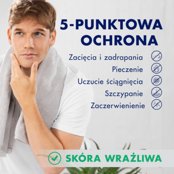 Gillette Series Shave Protection Aloe Vera, pianka do golenia, 5-punktowa ochrona dla skóry wrażliwej, redukująca podrażnienia.