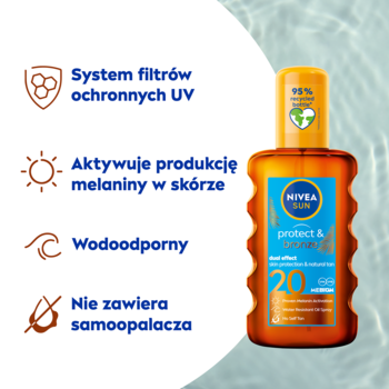 NIVEA SUN Protect & Bronze ,olejek w spray'u, aktywujący naturalną opaleniznę, SPF 20,rich-content-3