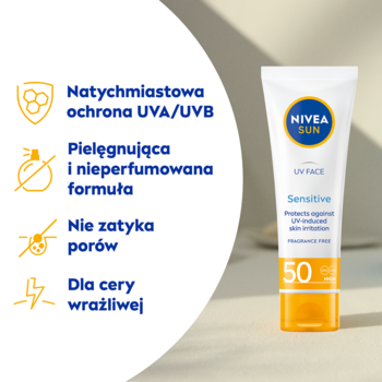 NIVEA SUN UV Face Sensitive,krem do twarzy przeciwsłoneczny, SPF50,rich-content-3