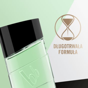 Woda toaletowa Bruno Banani Made for Men w zielonej butelce z czarną nakrętką i ikoną długotrwałej formuły.