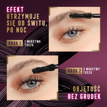 Max Factor Divine Lashes: 2 kroki aplikacji tuszu do rzęs dla objętości bez grudek i efektu trwałego od świtu po noc.