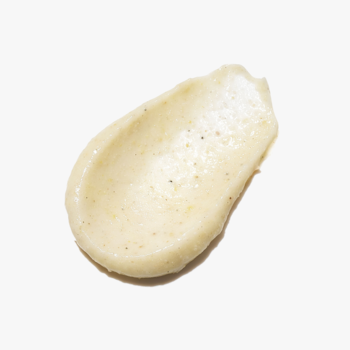 Peeling wygładzający Your Kaya, beżowa smuga z drobinkami perlitu, do okolic intymnych, na białym tle.