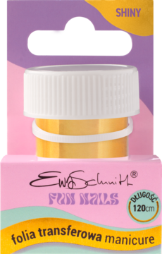 Opakowanie złotej folii transferowej SHINY Ewa Schmitt FUN NAILS do manicure, 120cm, fioletowo-różowe.