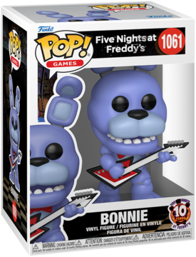 Funko Pop Games 1061 Bonnie z Five Nights at Freddy's, fioletowa figurka z czerwoną gitarą w pudełku.