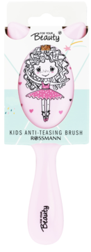 Różowa szczotka For Your Beauty Kids Anti-Teasing Brush Rossmann z grafiką baleriny, widok z przodu.