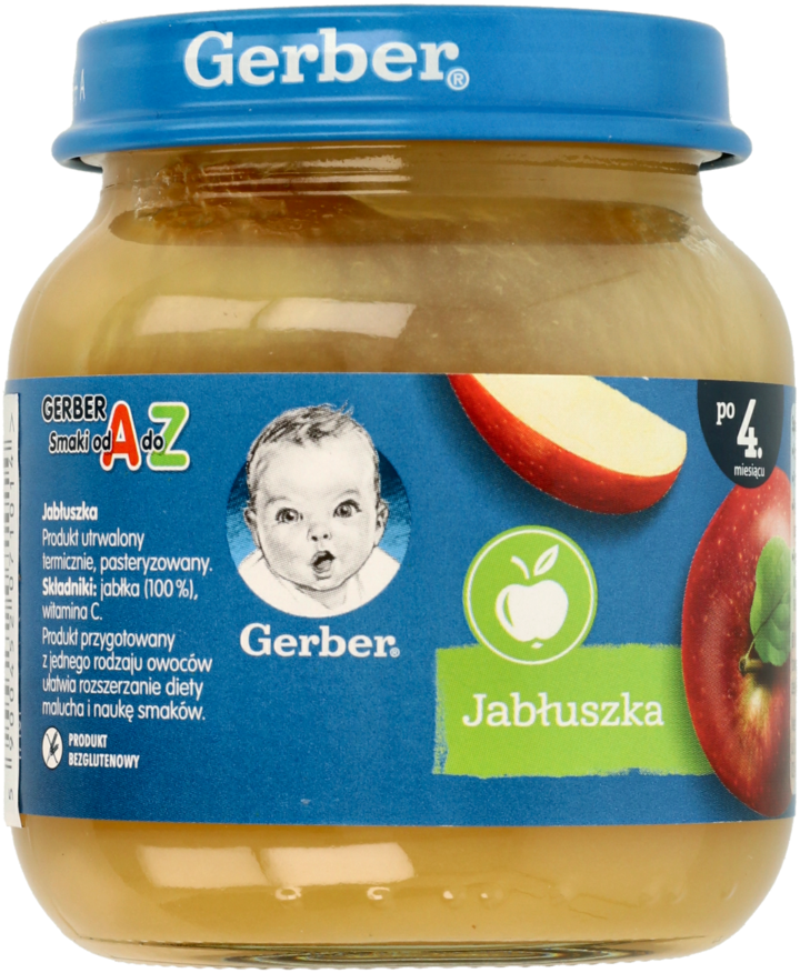 GERBER, deserek w słoiczku, Jabłuszka, po 4.m-cu, 125 g