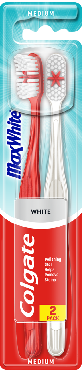 COLGATE, Max White, szczoteczki do zębów, Medium, różne kolory, 2 szt.