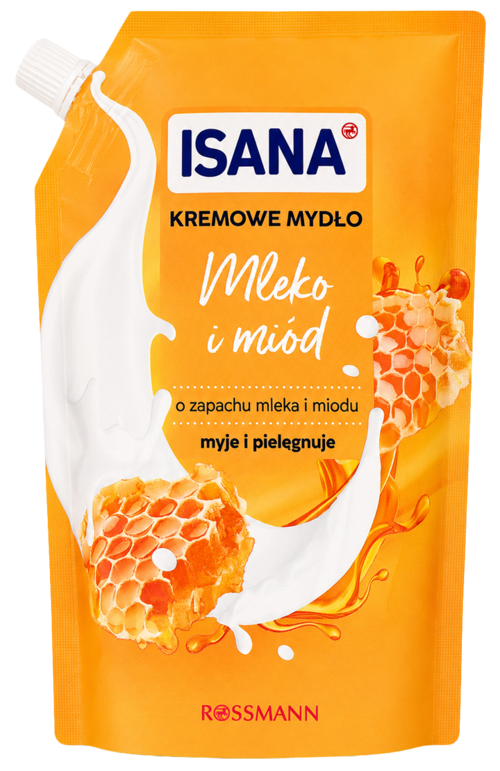 ISANA, mydło w płynie, kremowe, Mleko i Miód, zapas, 500 ml