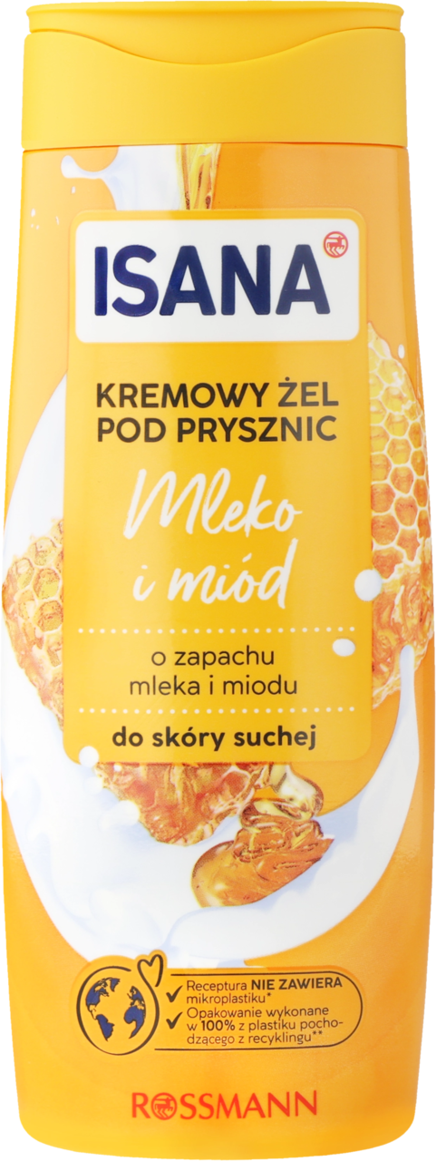 ISANA, żel pod prysznic, kremowy, do skóry suchej, Mleko i Miód, 300 ml